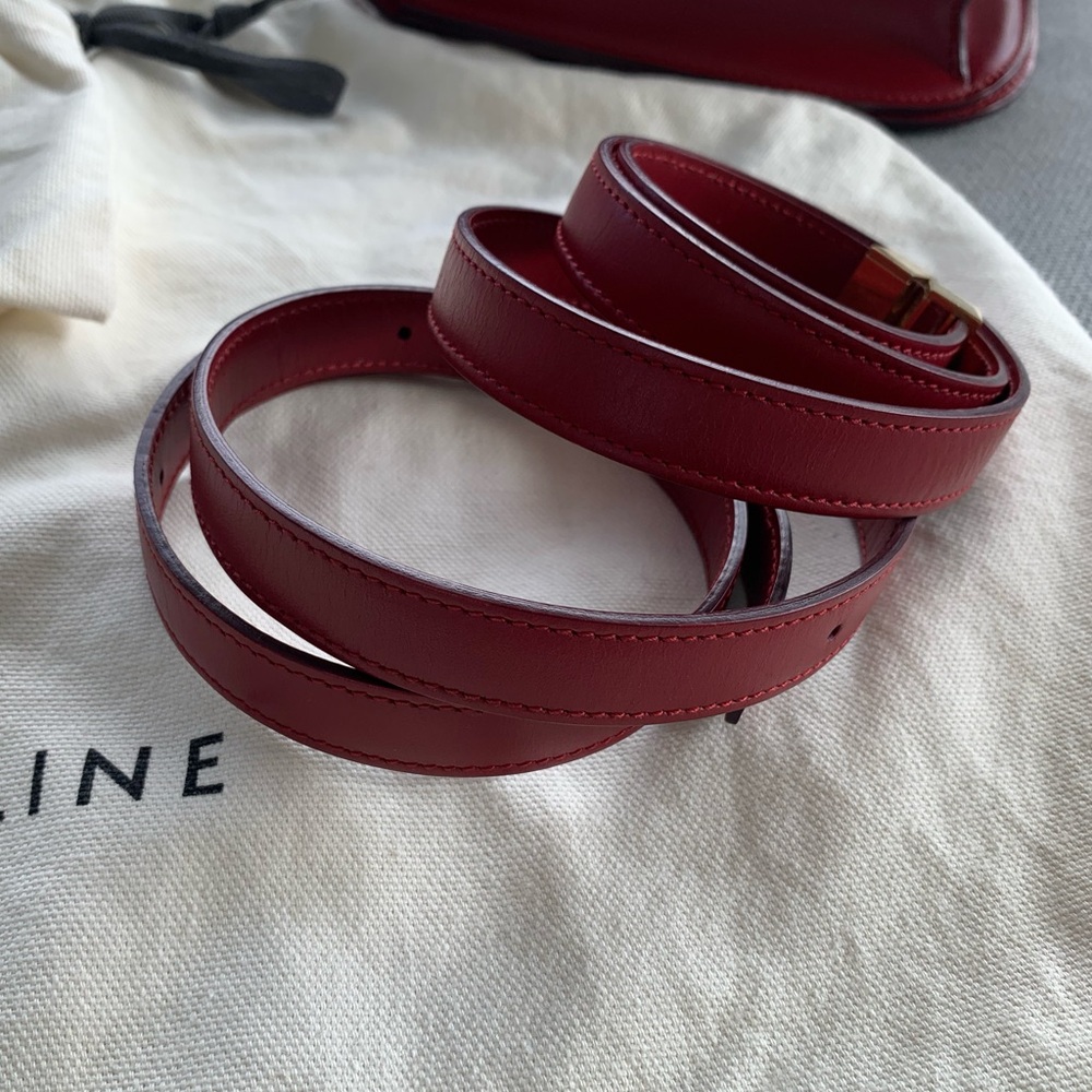 Celine classic medium box bag in red calfskin - Picture 9 of 9